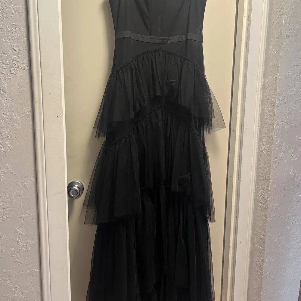 Adam Black Ruffled Tiered Prom Dress - Picture 3 of 5